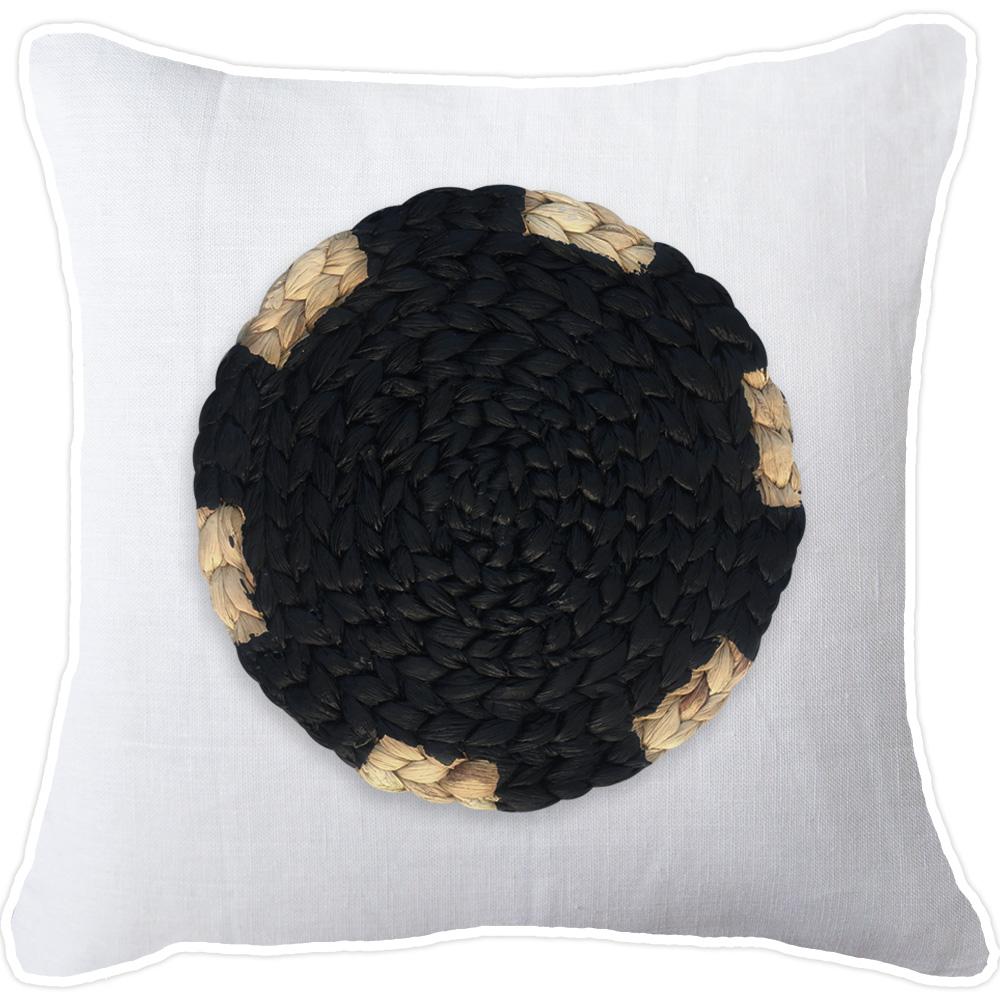 Africana Place Mat Raffia Black Cushion 55 x 55cm