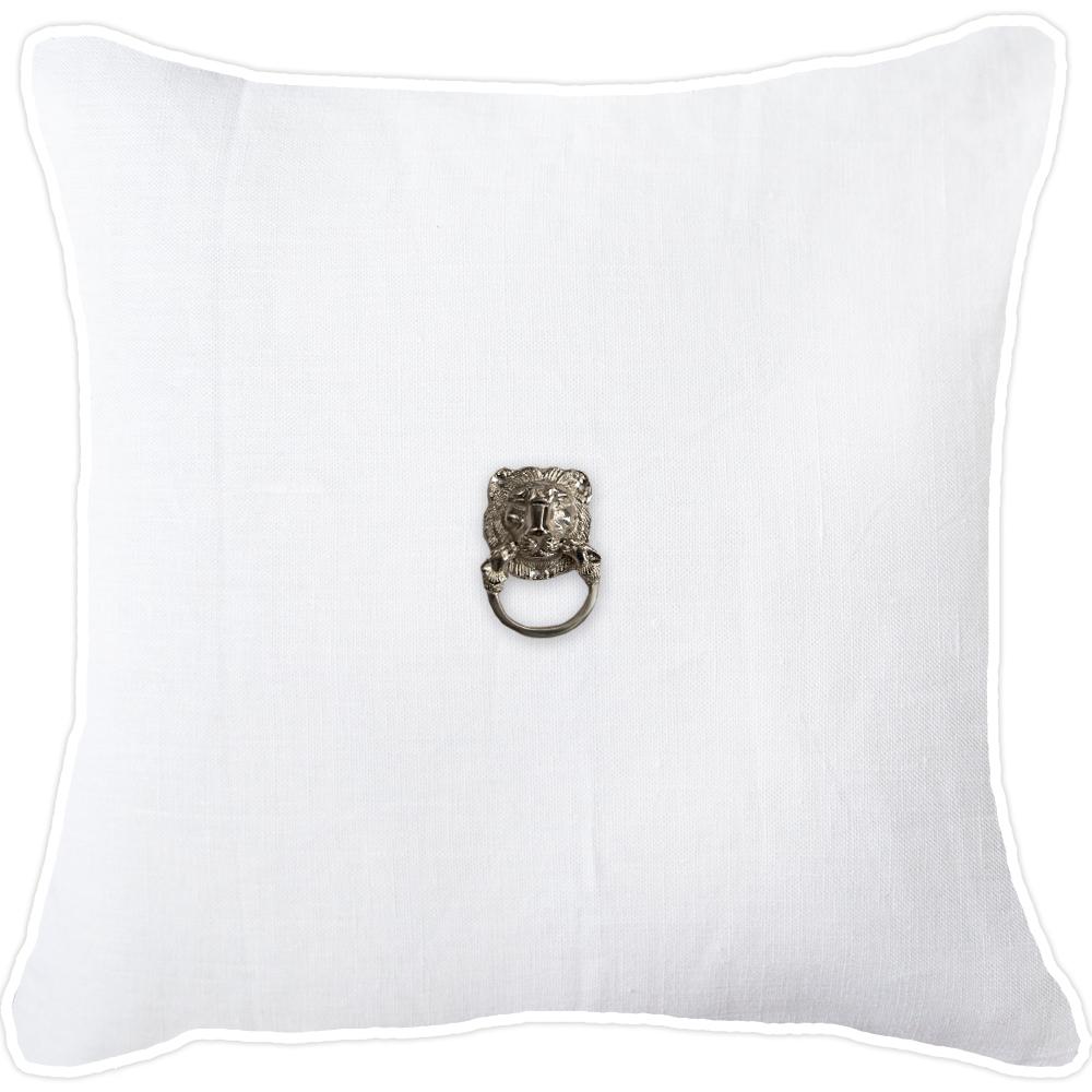 Creature Metal Lion Head Silver Lounge Cushion 55x55cm