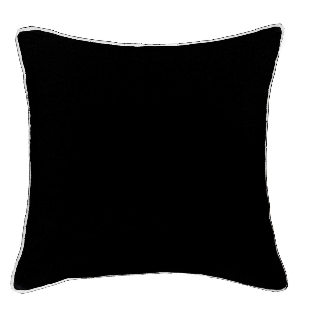 Piped Linen Black with White Lounge Cushion 55 x 55cm