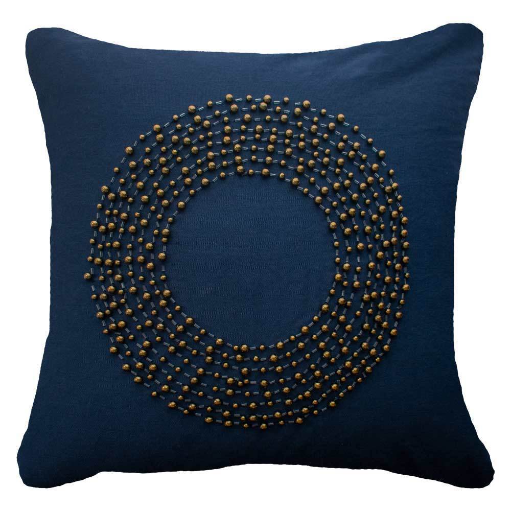 Disc Bead Navy Lounge Cushion 55 x 55cm