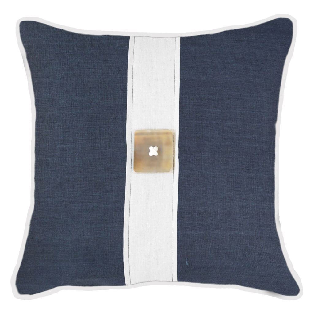 Horn Button Navy Linen Lounge Cushion 55x55cm