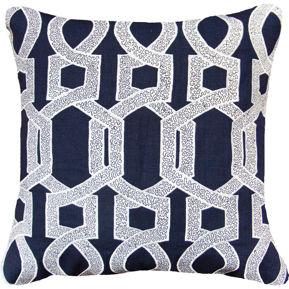 Inter Hexagon Scroll Navy Lounge Cushion 55 x 55cm