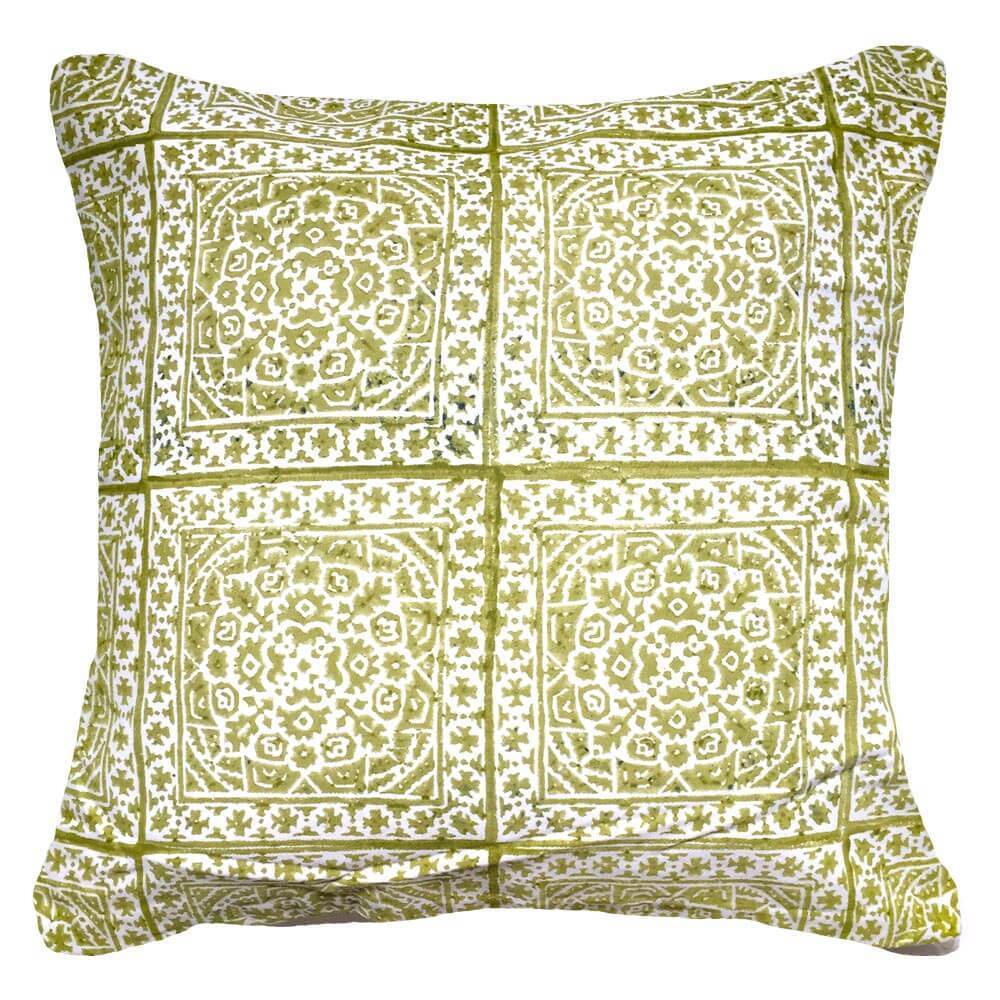 Kilim Repeat Block Print Sage Lounge Cushion