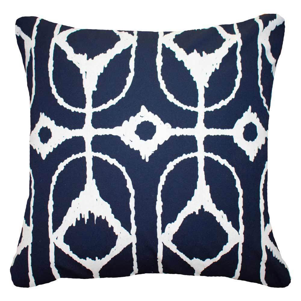 Outdoor Inner Ikat Diamond Navy Lounge Cushion 55 x 55 cm