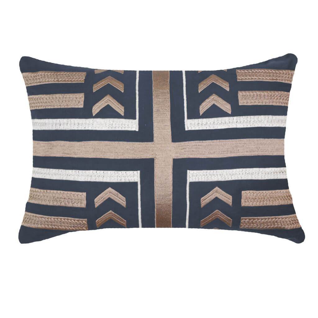 Arrows Stripe Navy Lumbar Cushion 35 x 53 cm